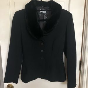DKNY Skirt Suit Set w/ Detachable Faux Fur Collar